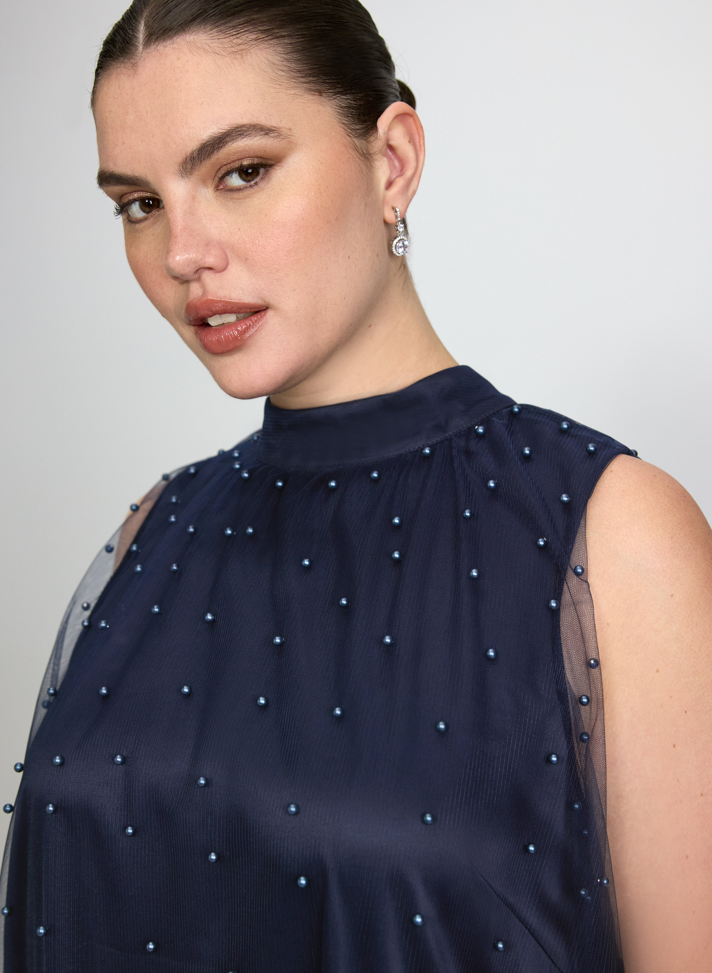 Tonal Pearl Embellished Dress