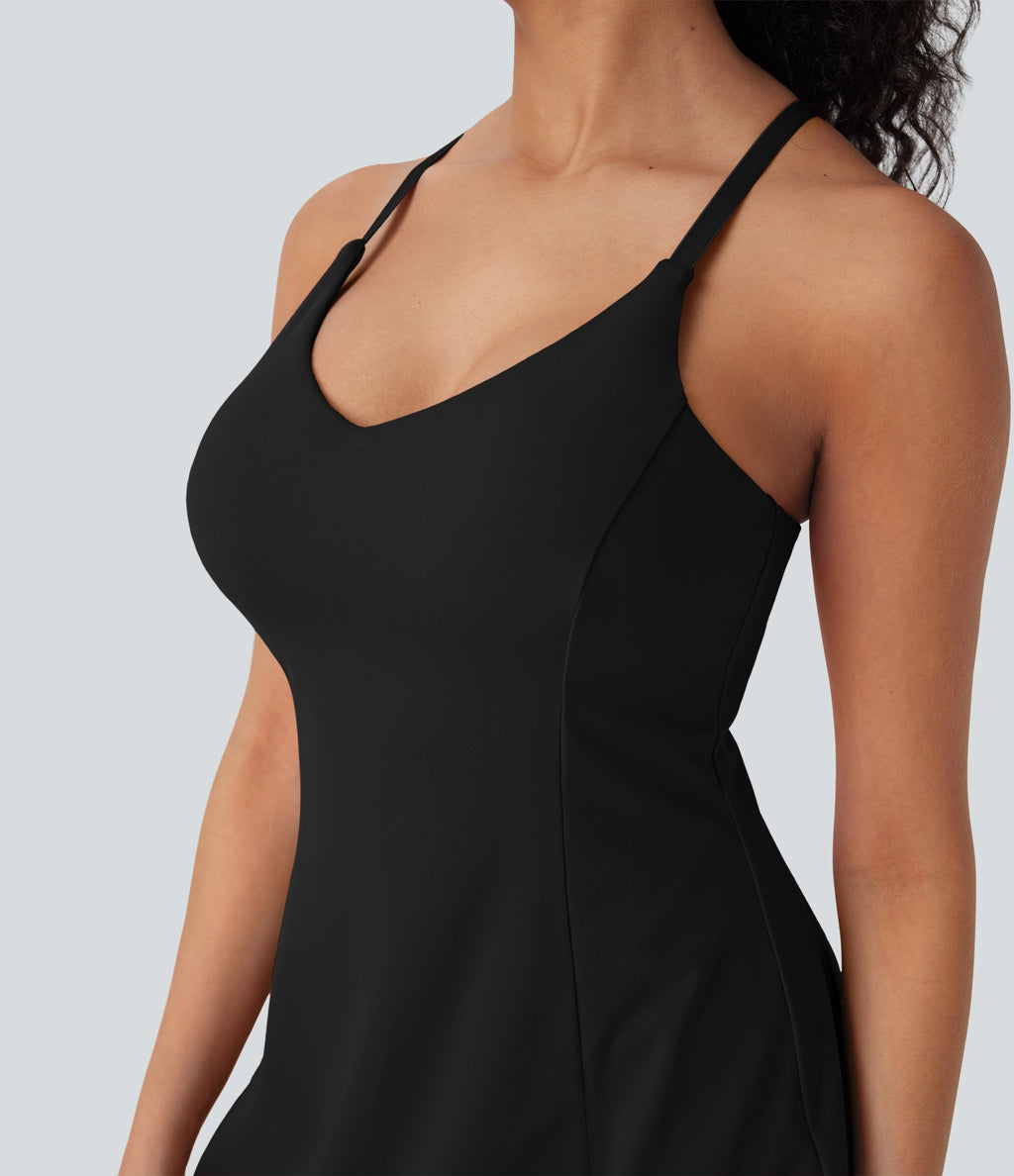 SoftlyZeroTM Airy 2-in-1 Cool Touch Mini Dance Active Dress with Pockets-Easy Peezy Edition-D/DD/DDD/F Cups