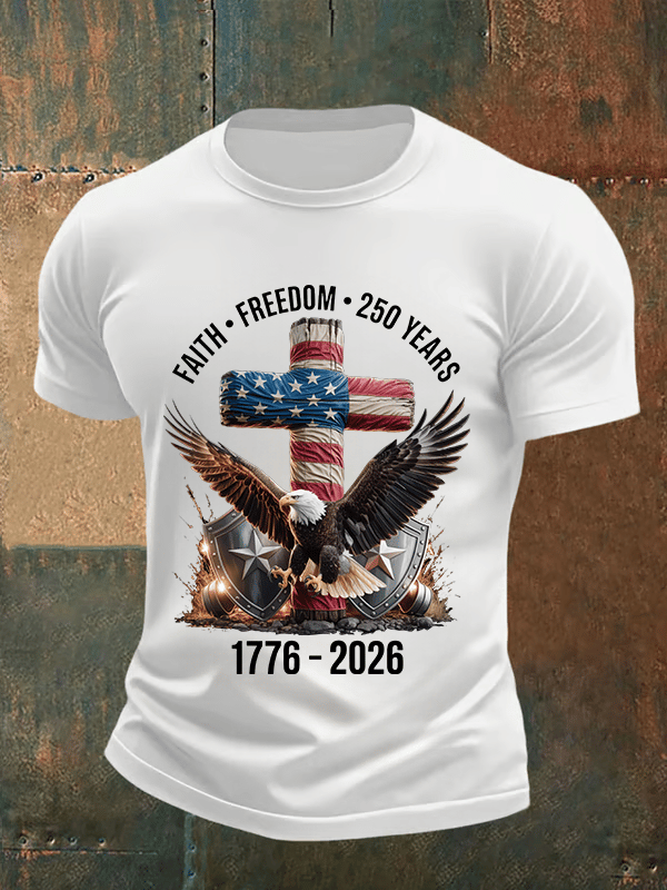 Men's  Faith-Freedom-Legacy 250 years strong Print T-Shirt