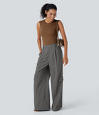 High Waisted Wide Leg Casual Cargo Pants with Pockets