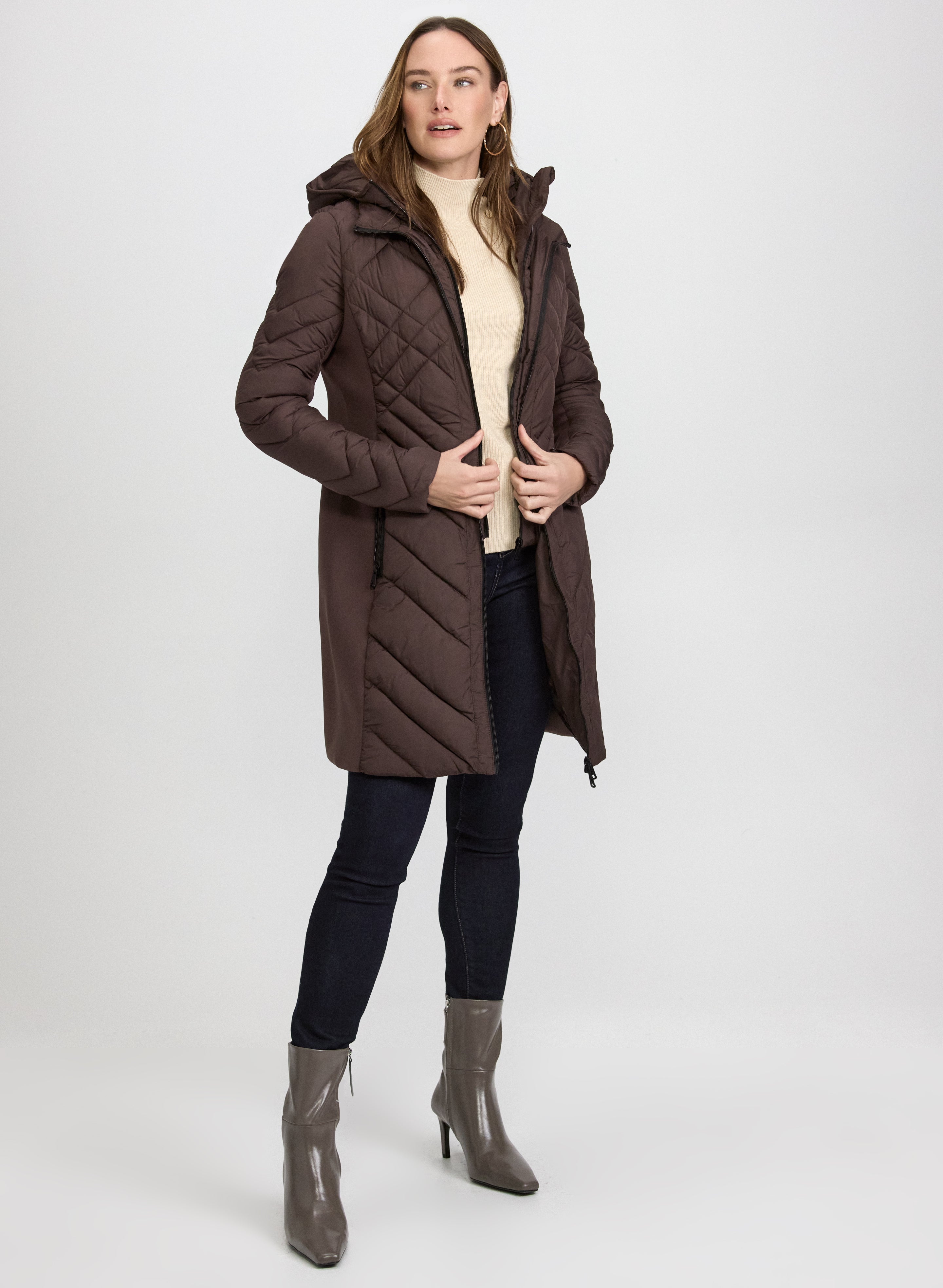 Bernardo - Quilted Scuba Detail Coat