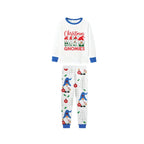 Blue Holiday Christmas Family Pajamas Set with Cheerful Gnome Print Pattern