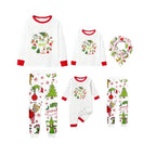 Family Christmas White Pajamas Set With Xmas Pattern Design