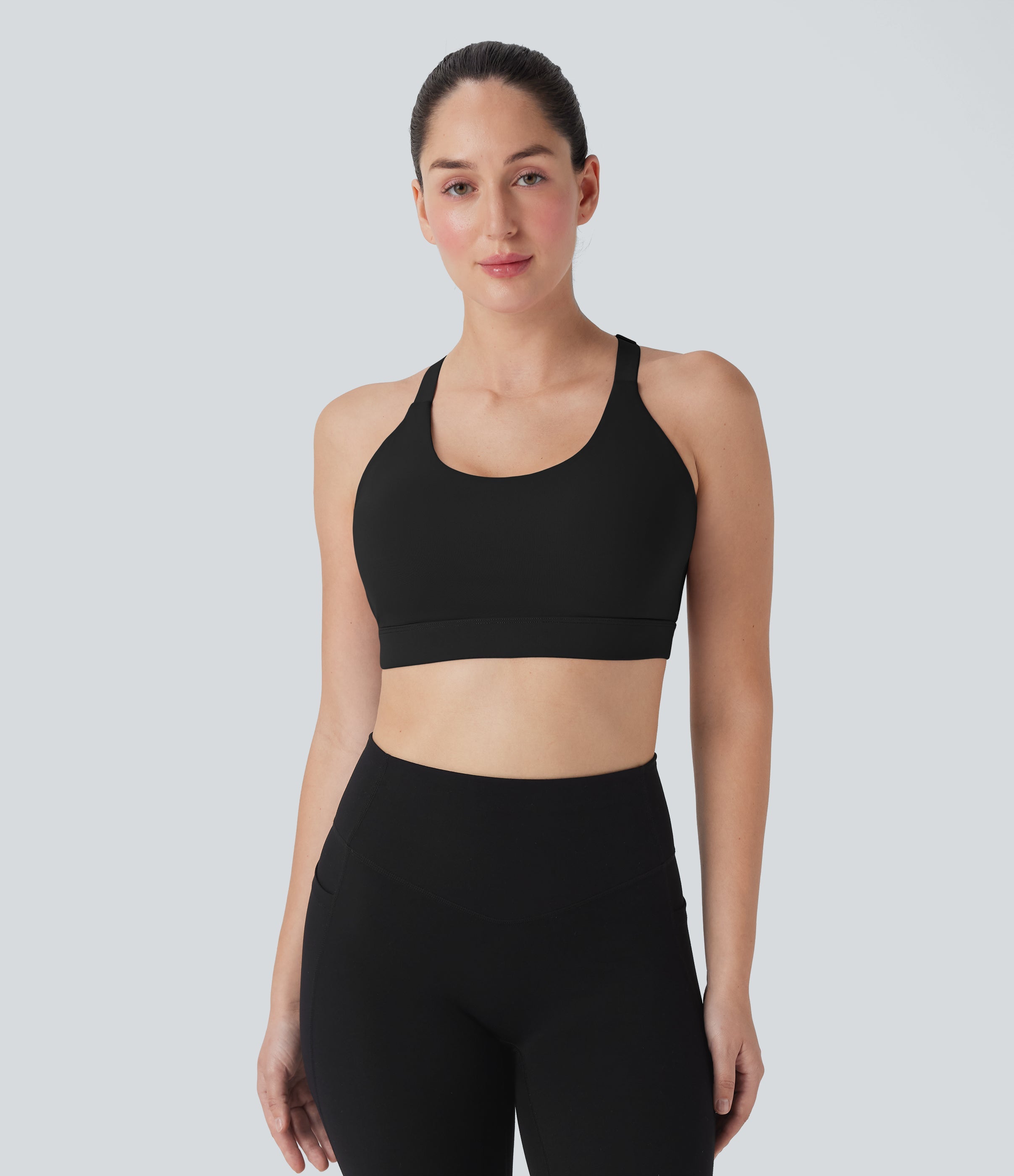 SpeedWaveTM Medium Support Molded Cups Perforated Adjustable Hook Quick Dry Training Sports Bra-D/DD/DDD/F Cups