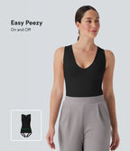 Seamless Flow V Neck Sleeveless Work Shapewear Bodysuit-Easy Peezy Edition
