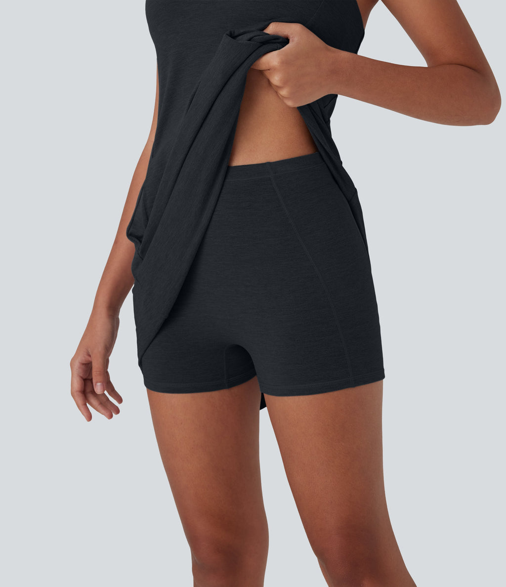 Cut Out Pocket 2-Piece Mini Yoga Active Dress