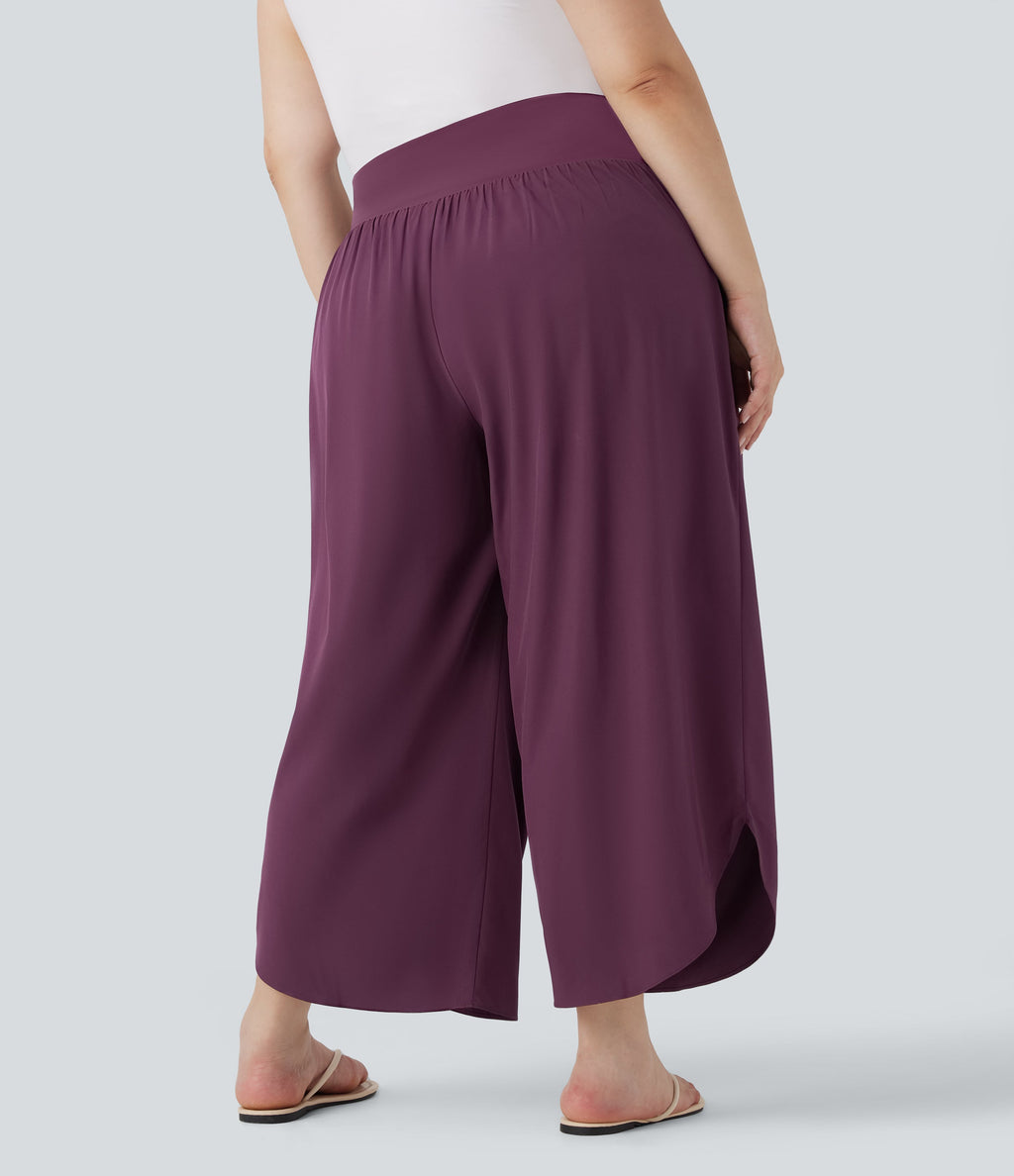 Plus Size BreezefulTM SoCinched High Waisted Tummy Control Hem Quick Dry Pants with Pockets