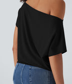 One Shoulder Short Sleeve Casual Top