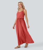 Maxi Flowy Slip Dress with Pockets