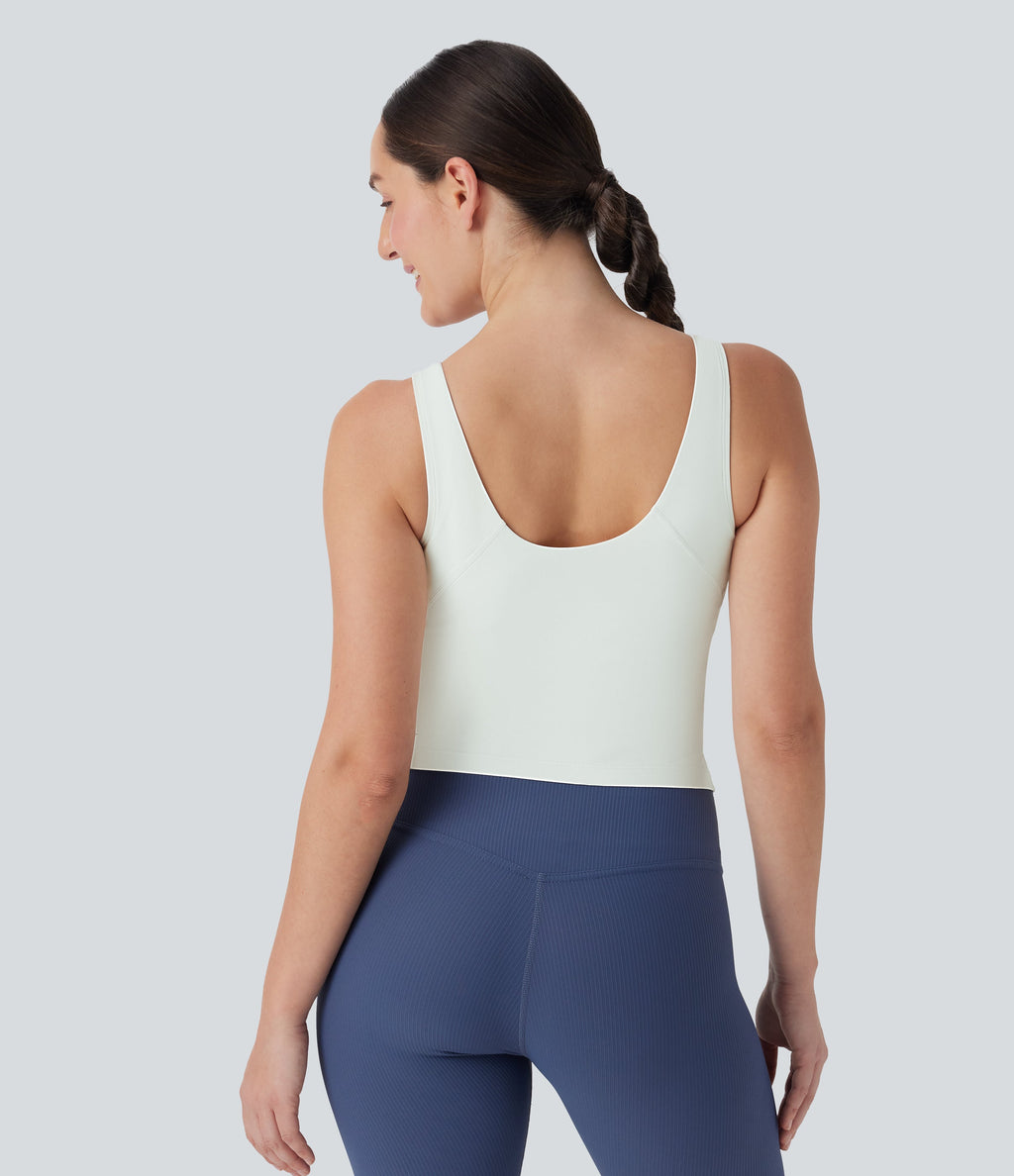 SoftlyZeroTM Plush Padded V Neck Running Tank Top-D/DD/DDD/F Cups