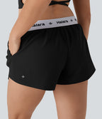 Water Repellent Mid Rise Foldover Twill Mini Tennis Skort with Pockets