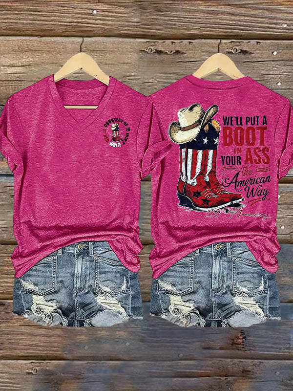 Women's  WE'LL PUT A BOOT Print T-Shirt