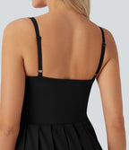 BreezefulTM Pleated Adjustable Buckle 2-in-1 Micro Mini Quick Dry Casual Slip Dress with Pocket-Easy Peezy