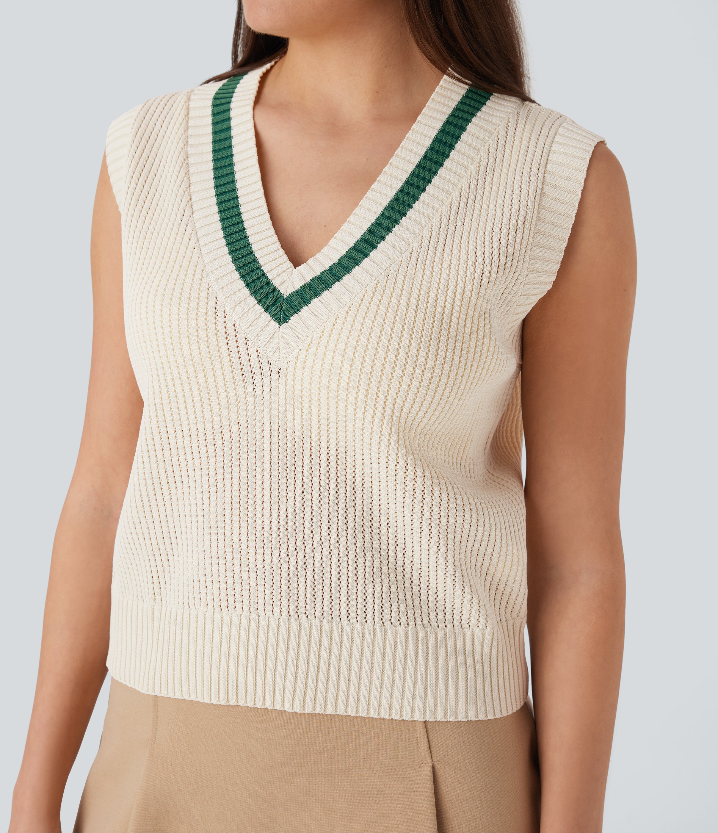 V Neck Color Block Casual Sweater Vest