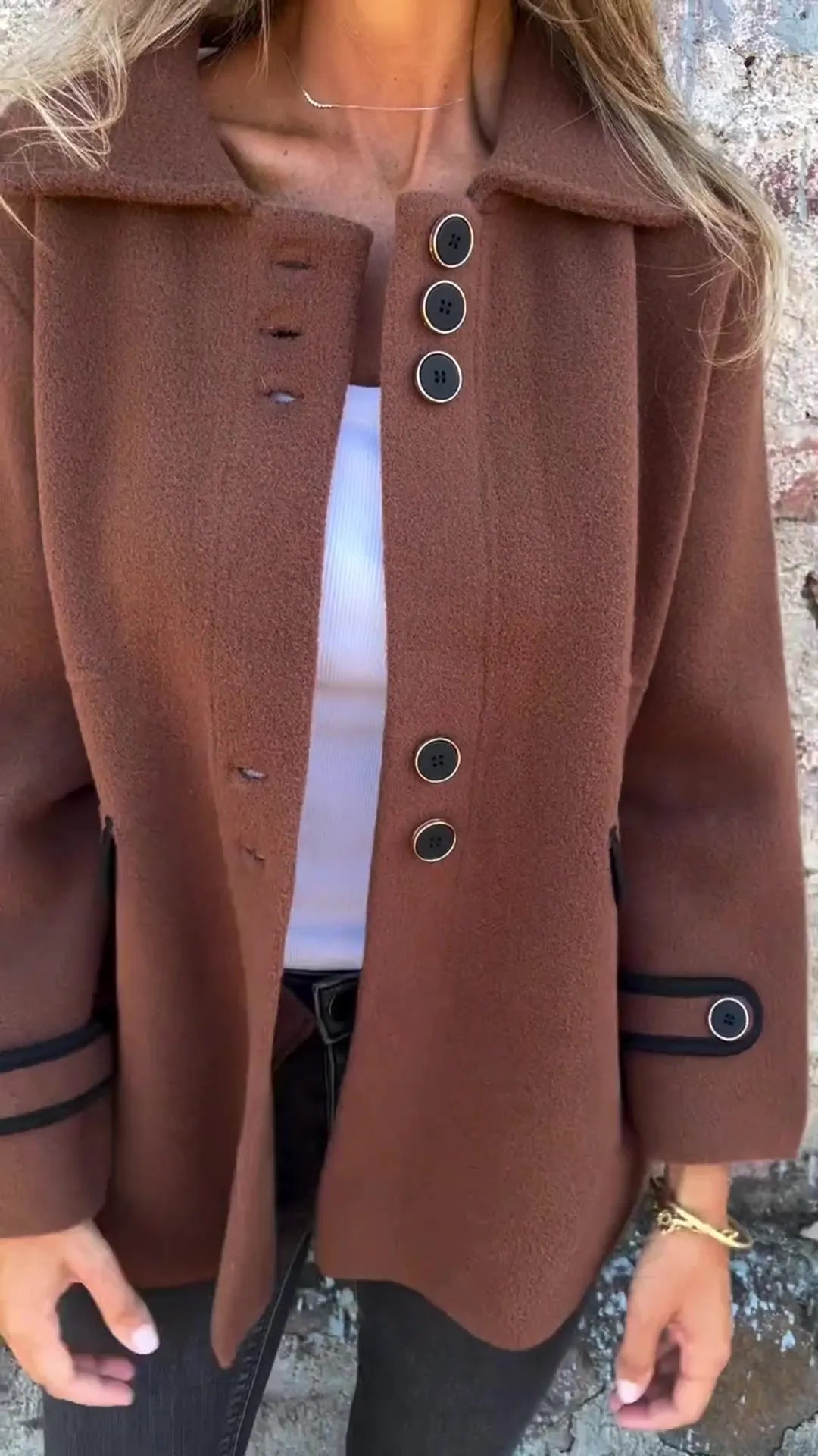 CLEARANCE SALE🔥 Women's Casual Wool Lapel Button Coat