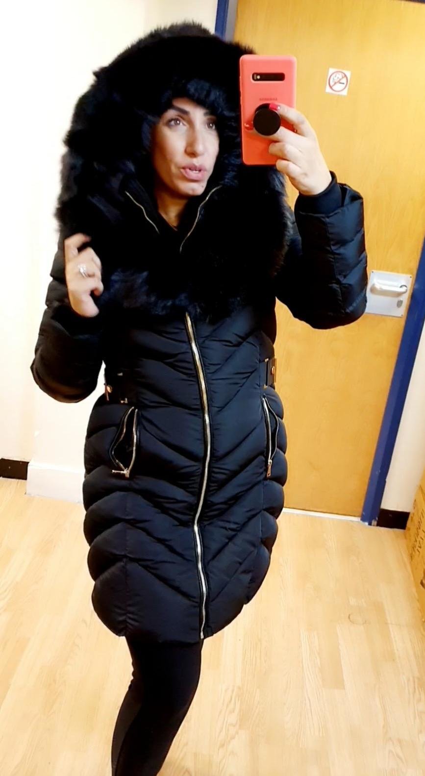 Lorna Black Faux Fur Hooded Belt Coat