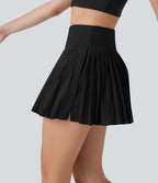 High Waisted Pleated 2-in-1 Cool Touch Quick Dry Mini Tennis Skirt with Pockets