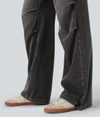 FlexTM Low Rise Adjustable Drawcord Stretchy Knit Casual Parachute Jeans with Multiple Pockets