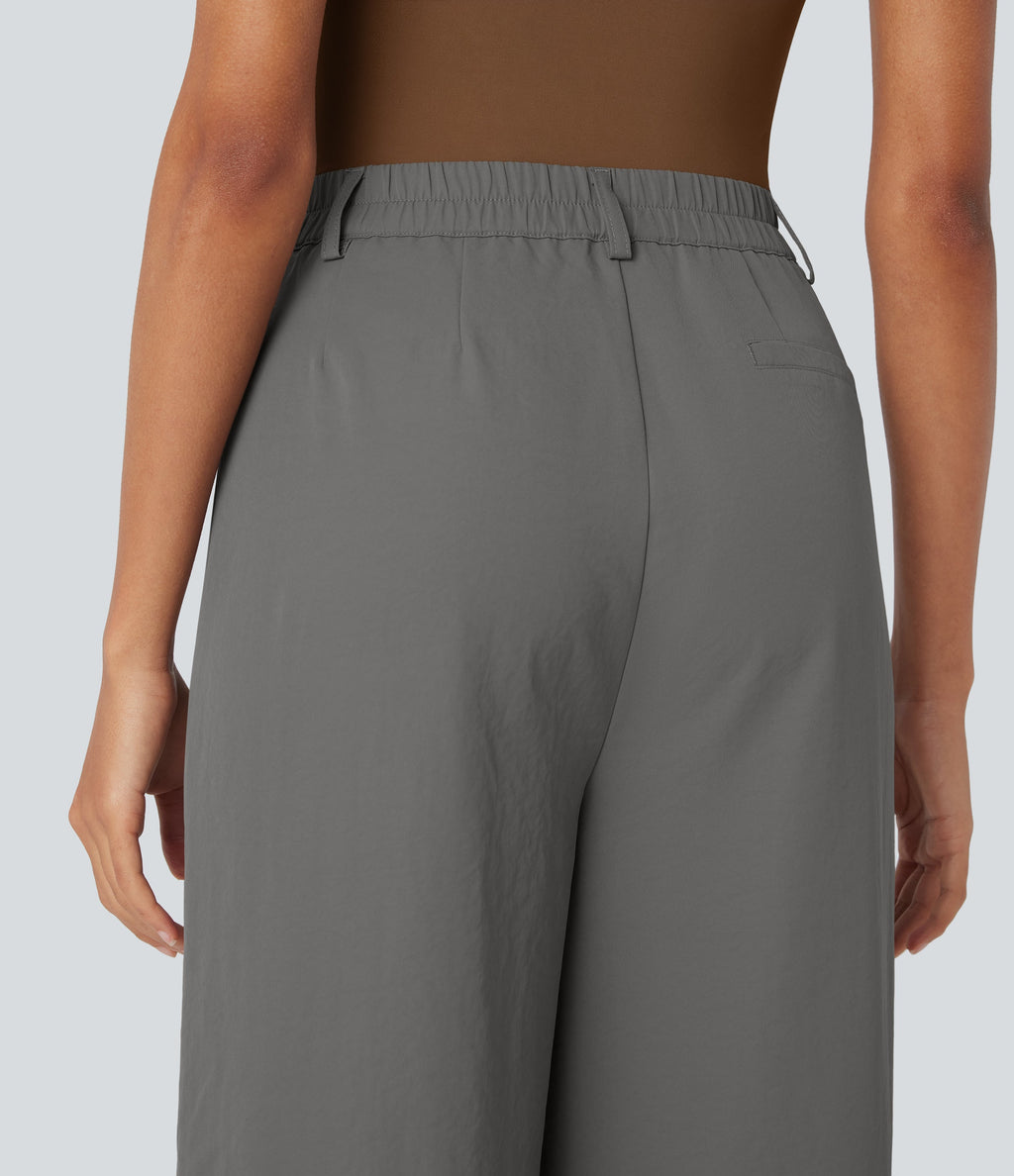 High Waisted Wide Leg Casual Cargo Pants with Pockets