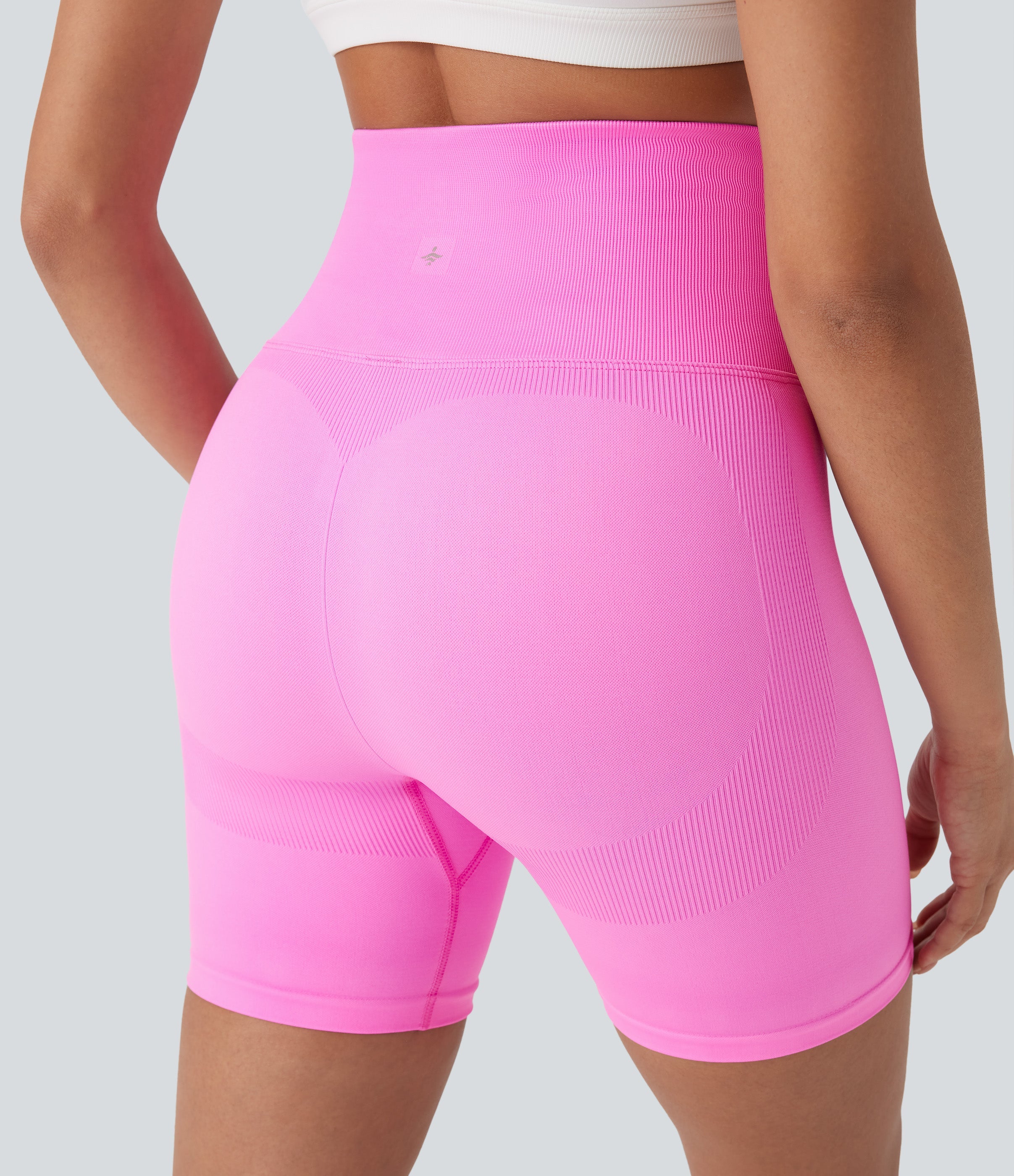 Seamless Flow Foldover High Waisted Color Block Workout Biker Shorts