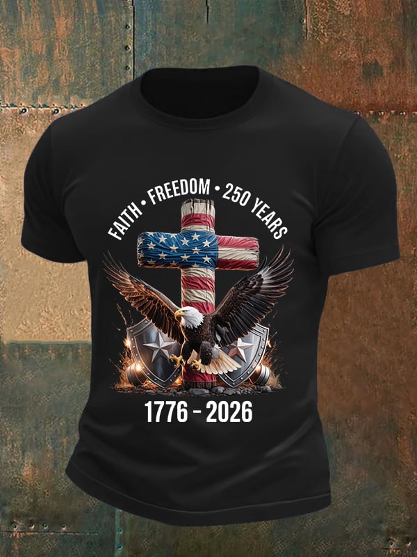 Men's  Faith-Freedom-Legacy 250 years strong Print T-Shirt