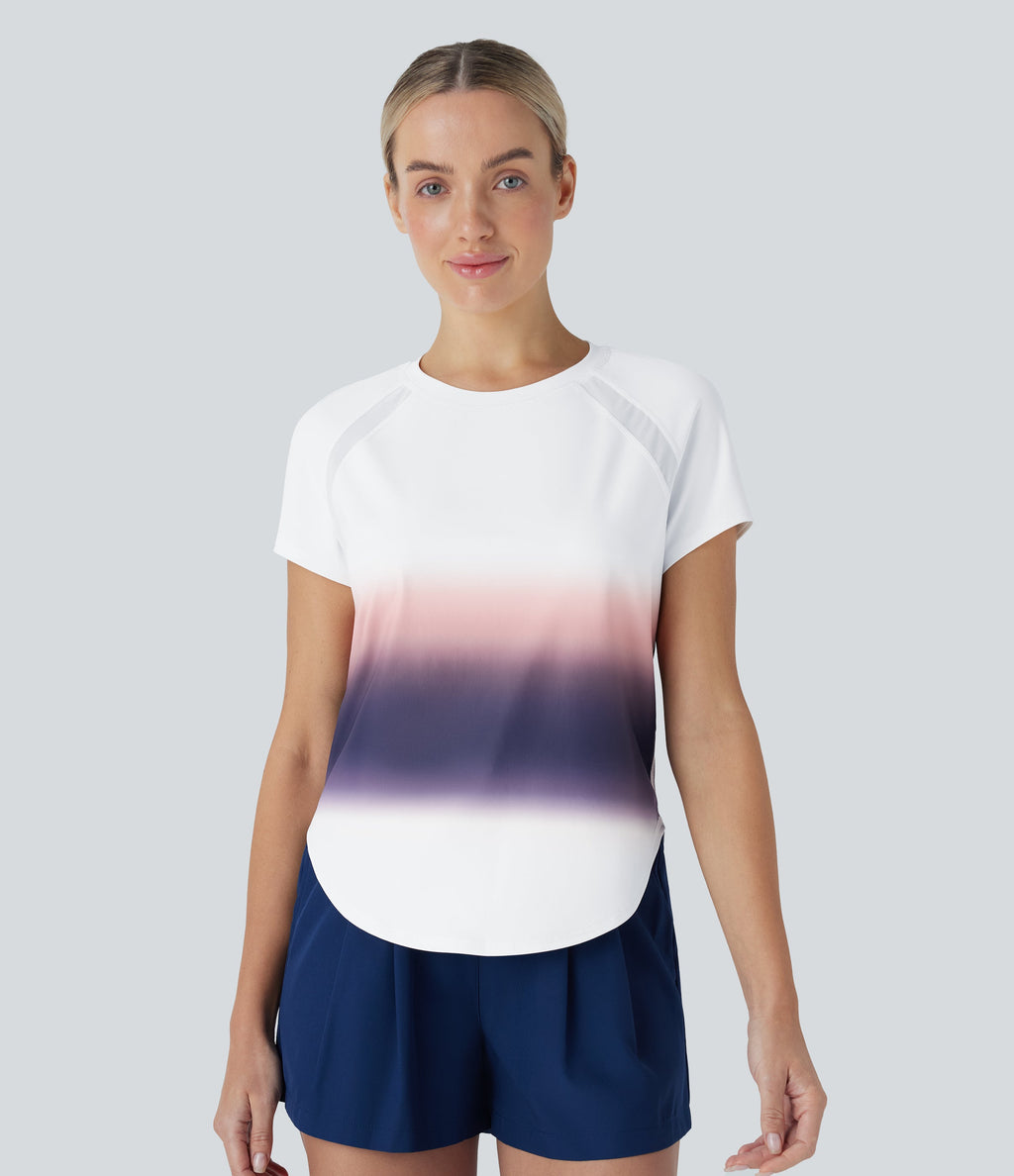 SoftlyZeroTM QuickDry Round Neck Short Sleeve Gradient Running Sports Top