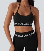 Seamless Flow Low Support Logo Halter Yoga Sports Bra