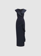 Satin Tuxedo Collar Dress