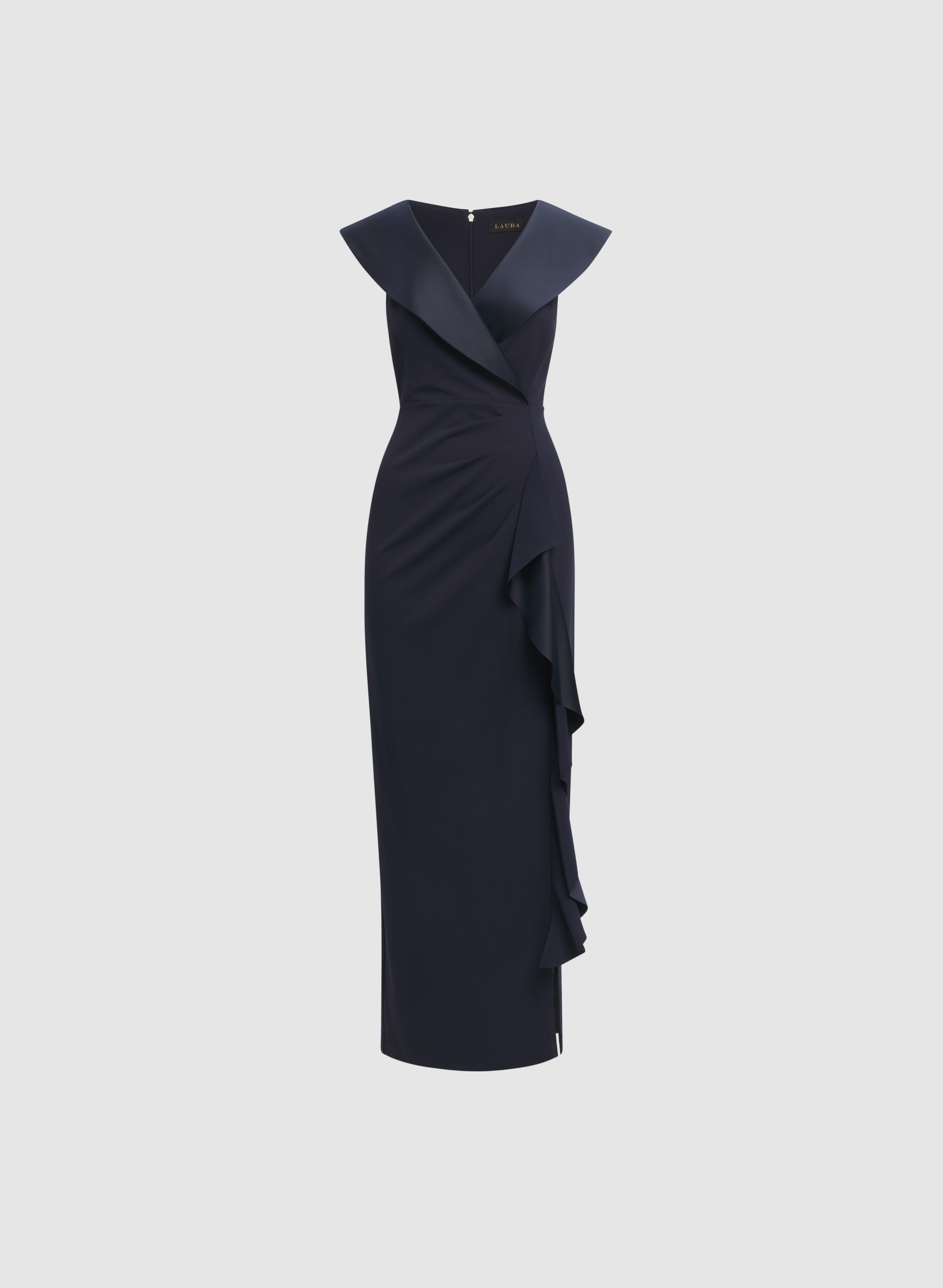 Satin Tuxedo Collar Dress