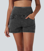 FlexTM SoCinched High Waisted Tummy Control Denim Casual Shorts 3'' with Pockets