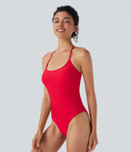 Lace Up One Piece Swimsuit