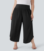 Plus Size BreezefulTM SoCinched High Waisted Tummy Control Hem Quick Dry Pants with Pockets