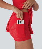 SoftlyZeroTM Contrast Lace 2-Piece Mini Yoga Active Dress with Pocket