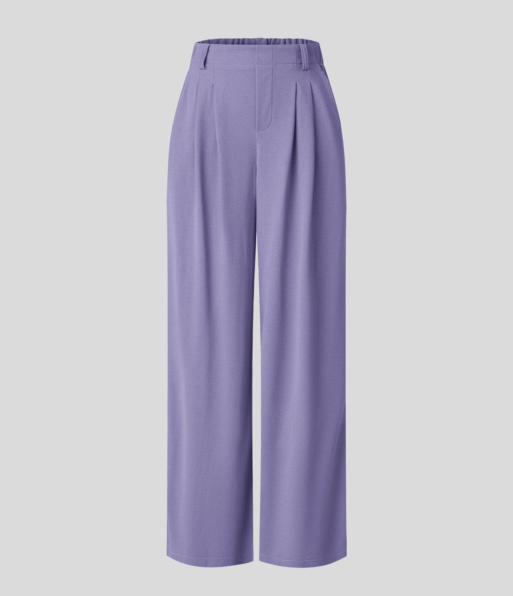 FlexTM High Waisted Side Pocket Wide Leg Waffle Work Pants