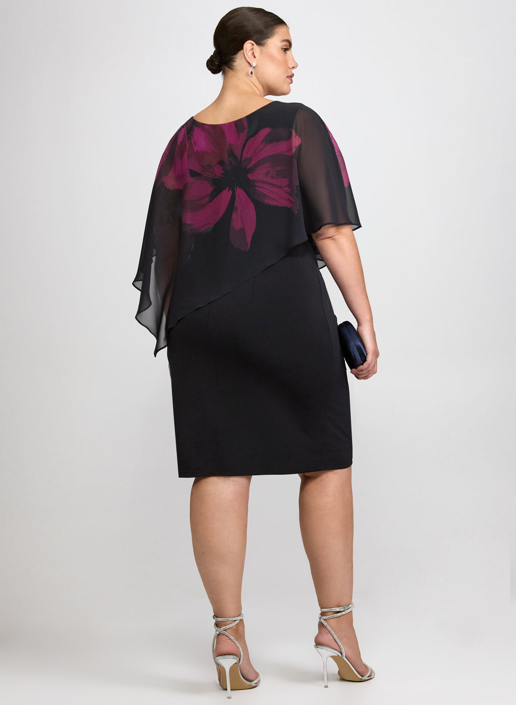 Chiffon Poncho Jersey Dress