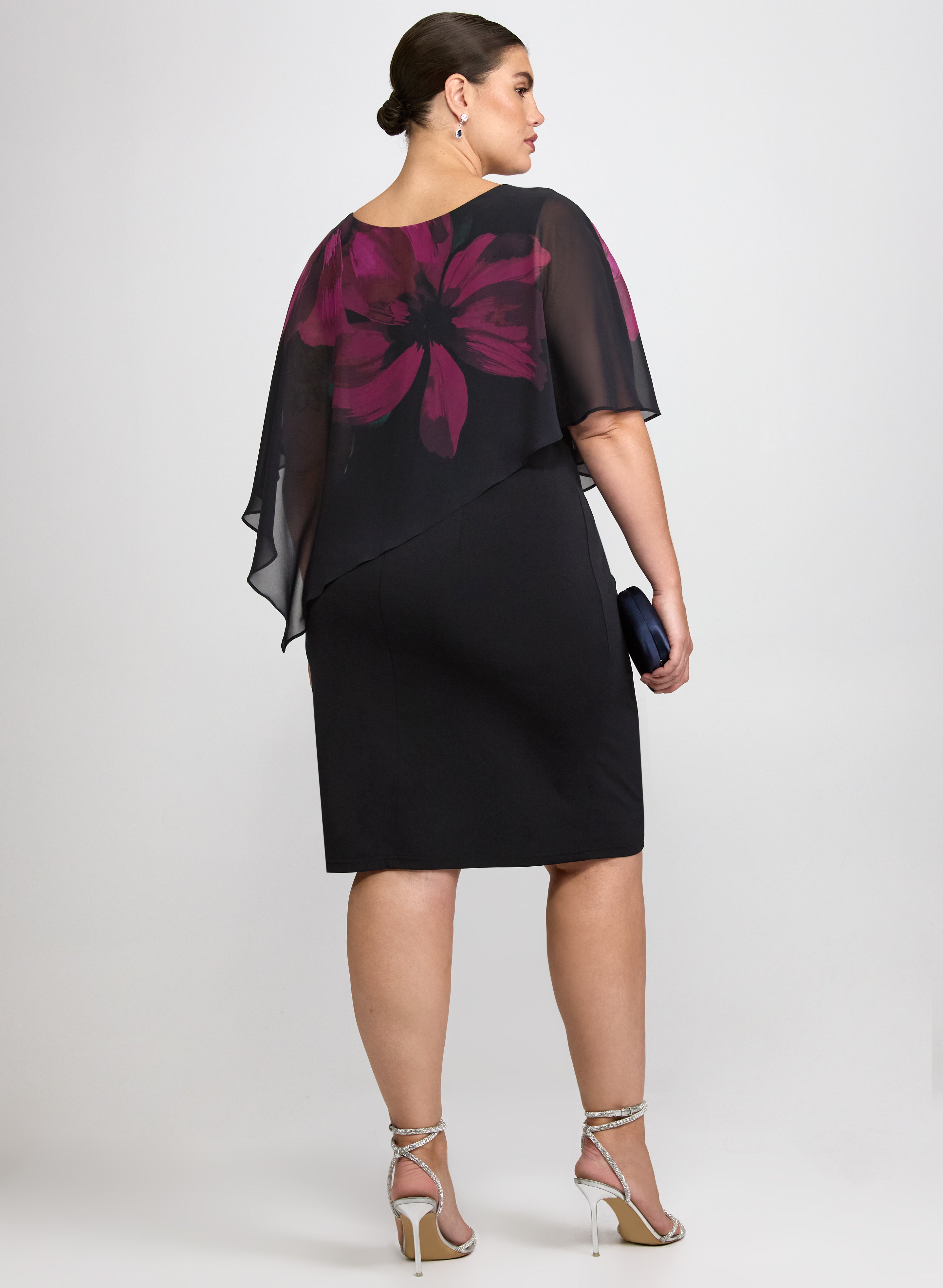 Chiffon Poncho Jersey Dress