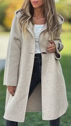 Womens Round Neck Hooded Casual Coat