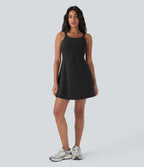SoftlyZeroTM Plush Double Straps 2-Piece Pockets Slip Dance Active Dress D/DD/DDD/F Cups