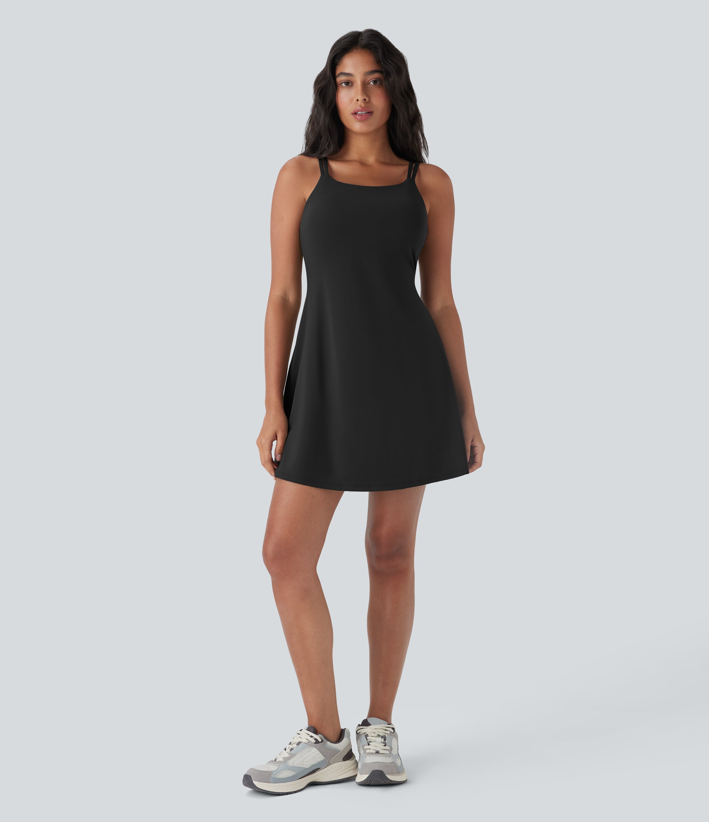 SoftlyZeroTM Plush Double Straps 2-Piece Pockets Slip Dance Active Dress D/DD/DDD/F Cups