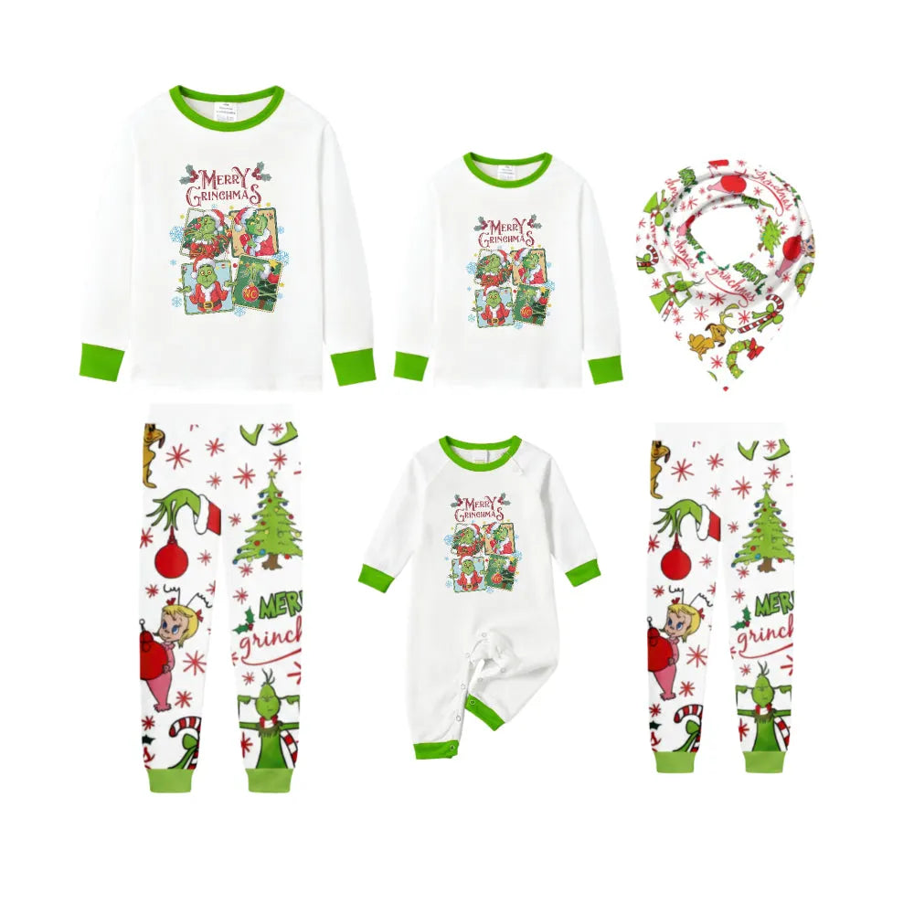 Holiday Family Christmas Pajamas Set With Christmas Character Pattern Print