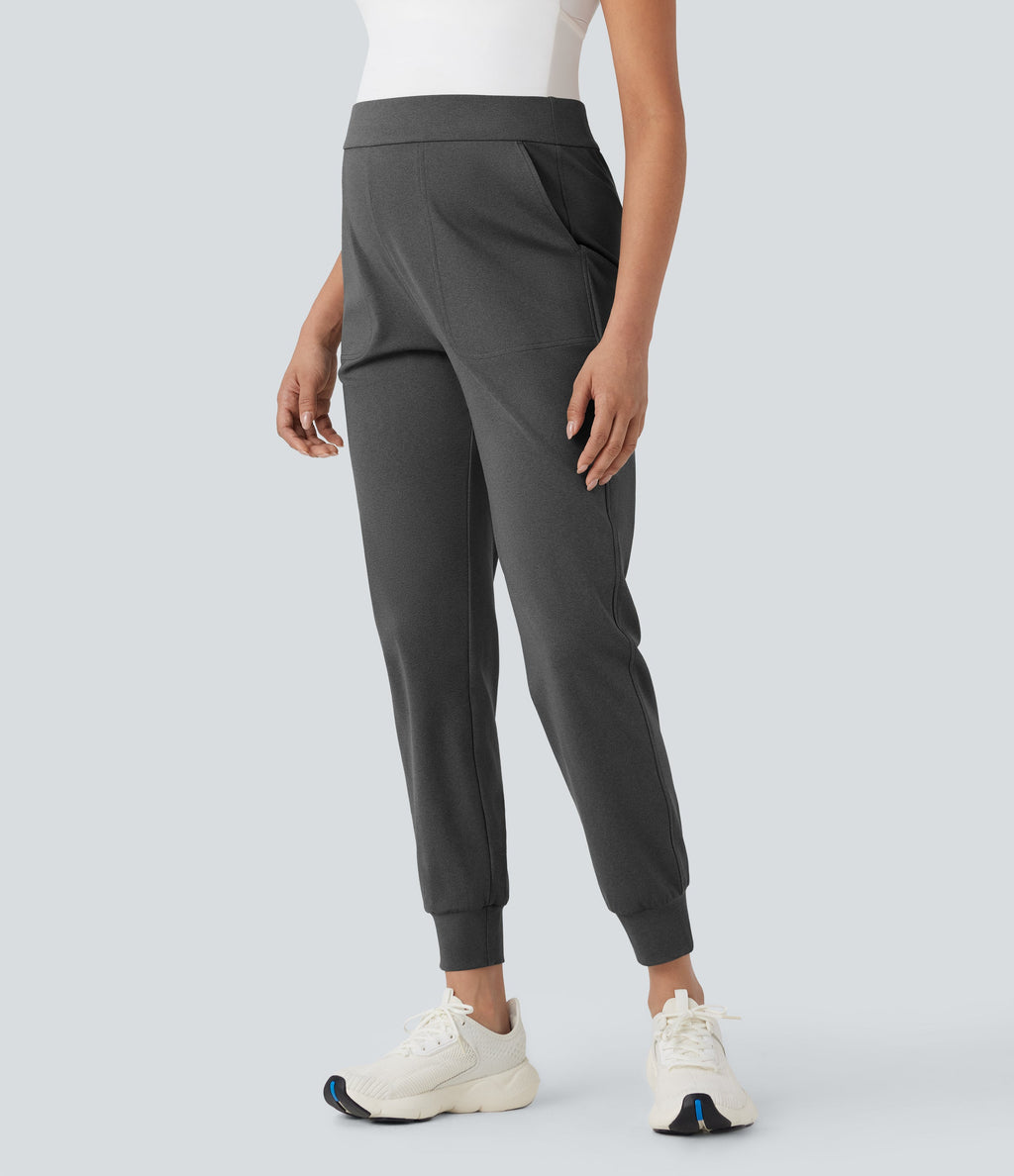 Mid Rise Quick Dry Yoga Maternity Joggers with Pockets
