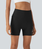 SpeedWaveTM SoCinched High Waisted Antislip Tummy Control Quick Dry Cycling Chamois Padded Biker Shorts 5'' with Pockets