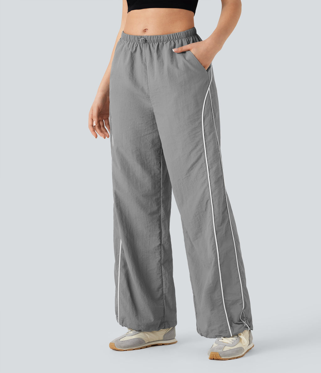 Mid Rise Wide Leg Cool Touch Casual Pants with Pockets
