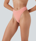 V-Shaped Low Rise Gingham High Leg Cheeky Bikini Bottom Swimsuit