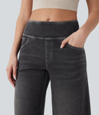 FlexTM SoCinched Mid Rise Tummy Control Casual Baggy Jeans with Pockets