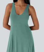 U Neck Flowy Maxi Casual Tank Dress