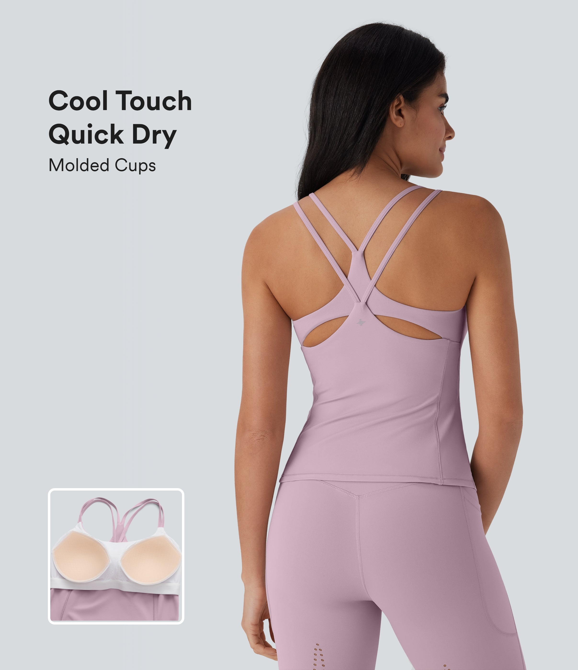 UltraSculptTM Cool Quick Dry Molded Cups Yoga Cami Top-UPF50+