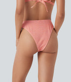 V-Shaped Low Rise Gingham High Leg Cheeky Bikini Bottom Swimsuit