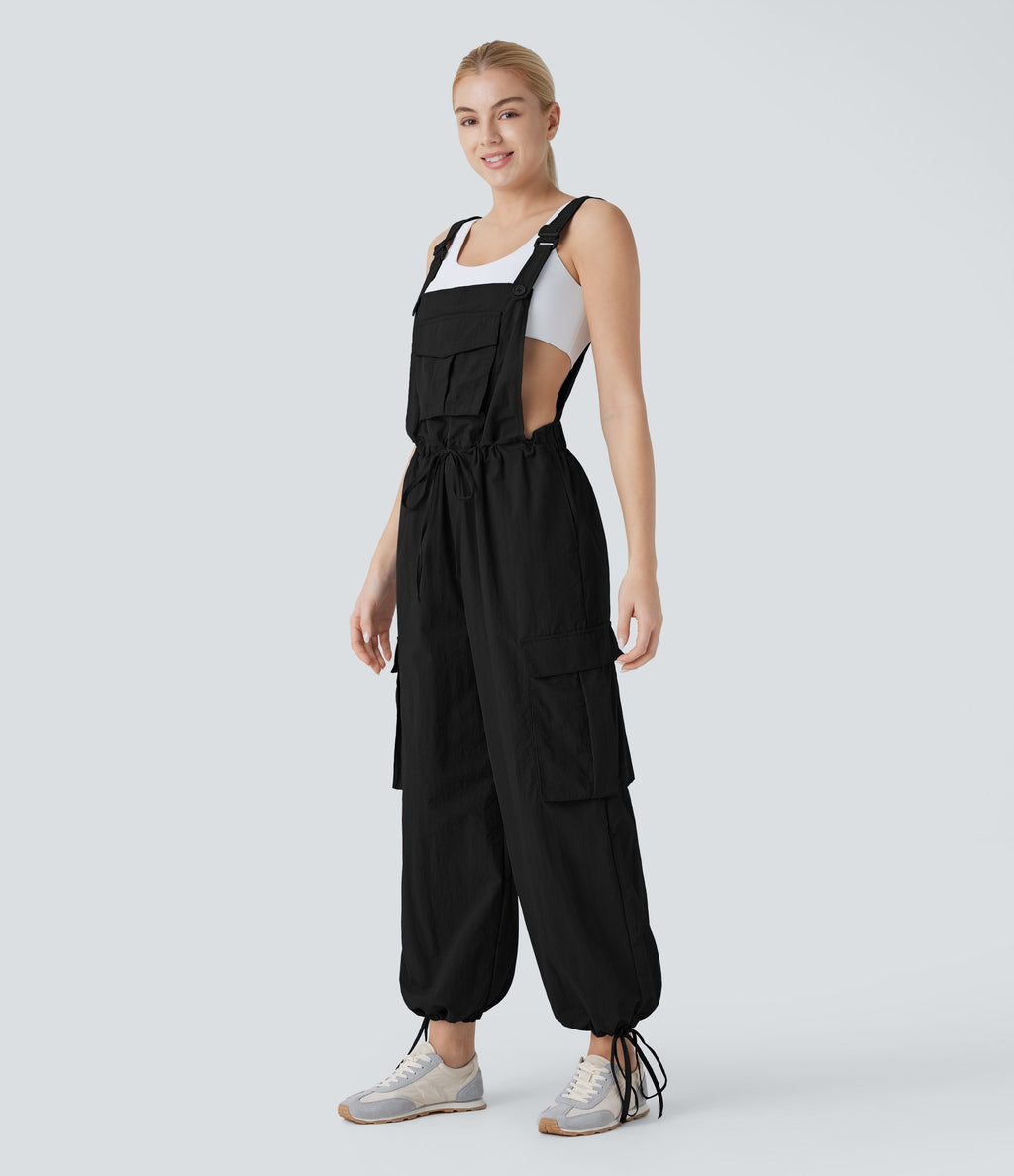 Drawstring  Relax Casual Cargo Overall with Pockets