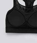 SpeedWaveTM Medium Support Racerback Contrast Mesh Quick Dry Training Sports Bra